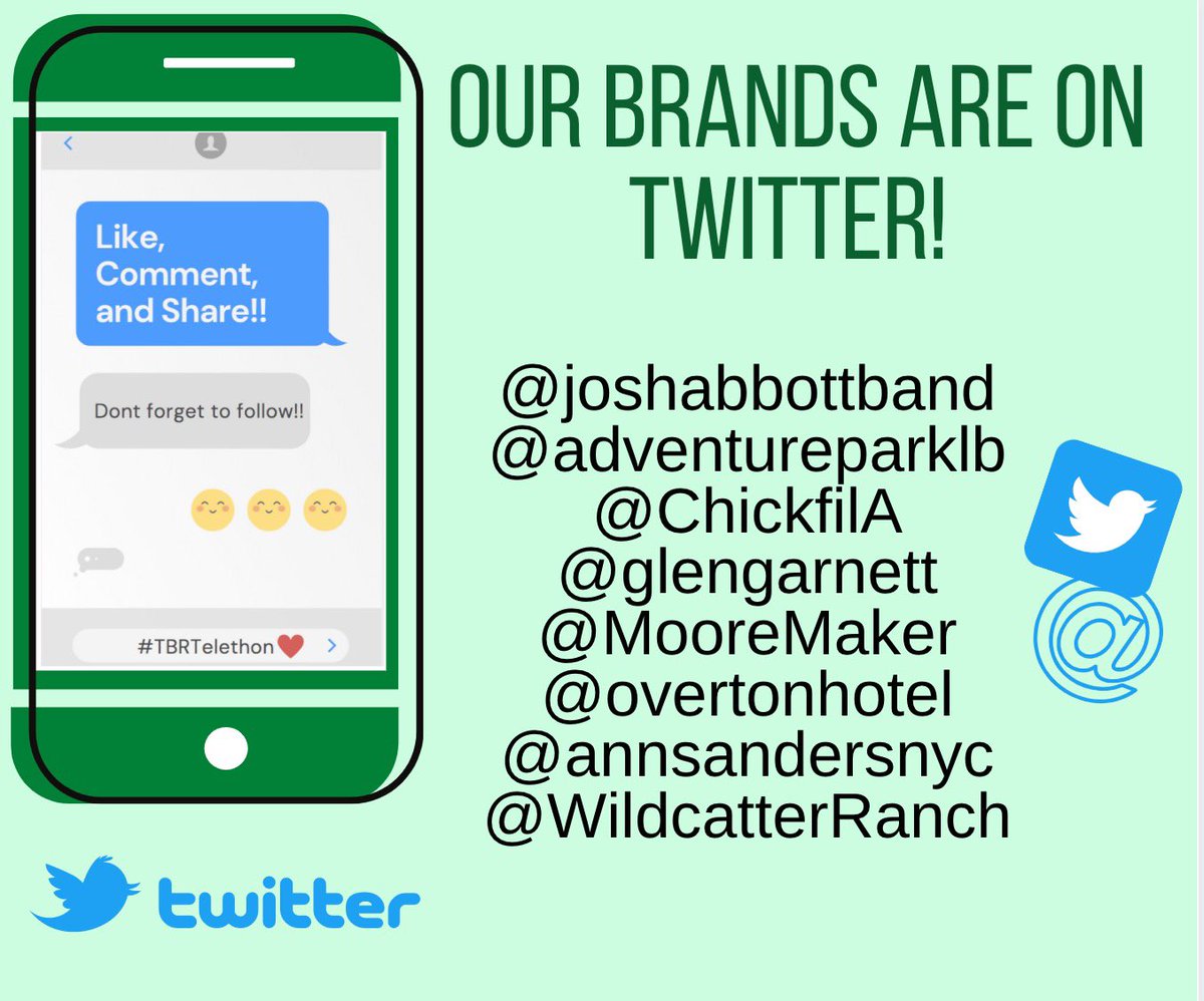 TexasBoysRanch's tweet photo. With the auction officially closed, we would like to thank all our brands who helped make the auction amazing! Thanks again! #TBRTelethon #45for45 @joshabbottband
@adventureparklb
@ChickfilA
@glengarnett
@MooreMaker
@overtonhotel
@annsandersnyc
@WildcatterRanch https://t.co/LqXGZ1idsf