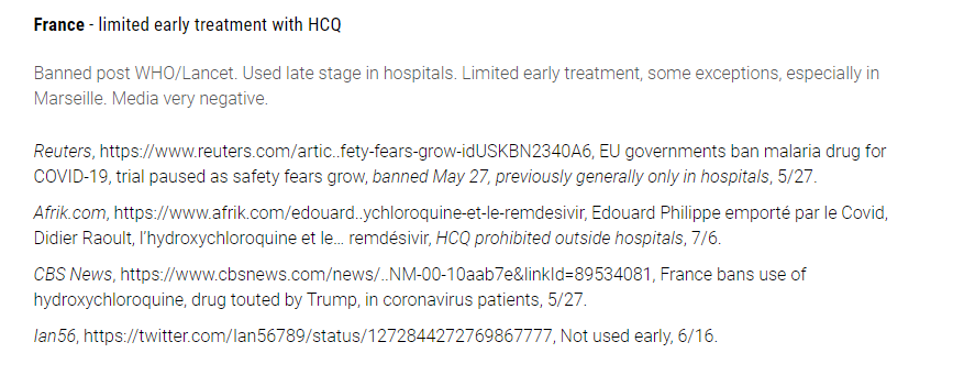 10/n Pretty much every single country was assessed in the same way - the authors cite a single (or maybe 2) news articles, and/or a tweet, to decide whether a country was in the intervention or controlThis is manifestly inadequate to actually define HCQ usage