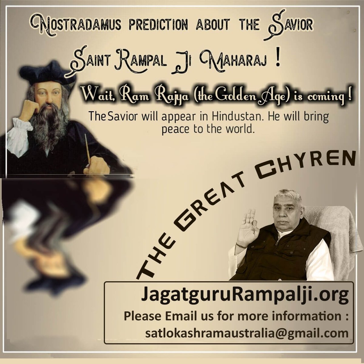 EarthToHeaven__'s tweet photo. @vanOnselenP Chyren with the power of true worship would overpower all the nations. 
- Nostradamus prediction about Saint Rampal Ji Maharaj https://t.co/oz8fEyzZQF