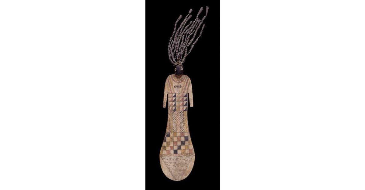 A collection of lesser-known and obscure wooden objects include paddle dolls such as these, with most examples known from the Middle Kingdom, and which can range from simple modelled shapes to figures with painted geometric patterns (EA 22632, EA 6459)  #statuesunday