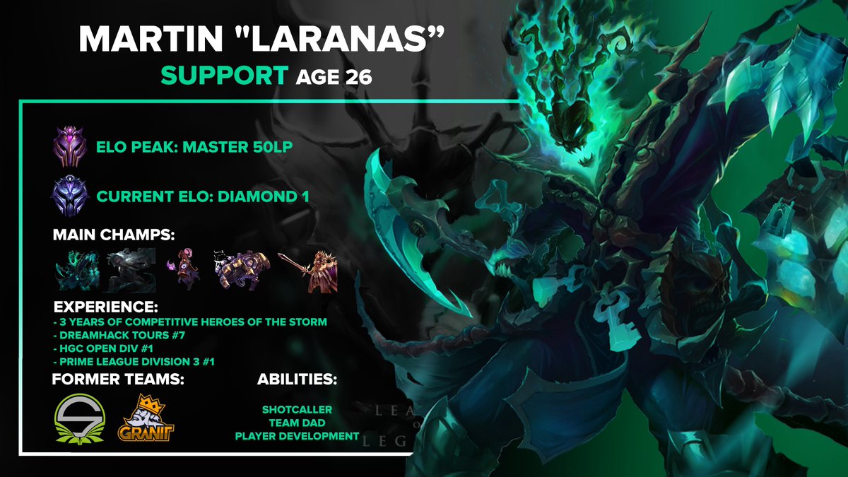 Laranas_'s tweet photo. Now that the split is over, it is time to check some options for the future ! 
I'm open to play in any League! 
Highly motivated and ready to improve
RT appreciated <3 

Thanks to @ShroomDE for making this nice graphic! Feel free to DM him if you need something ;) https://t.co/KwbnxpDm3q