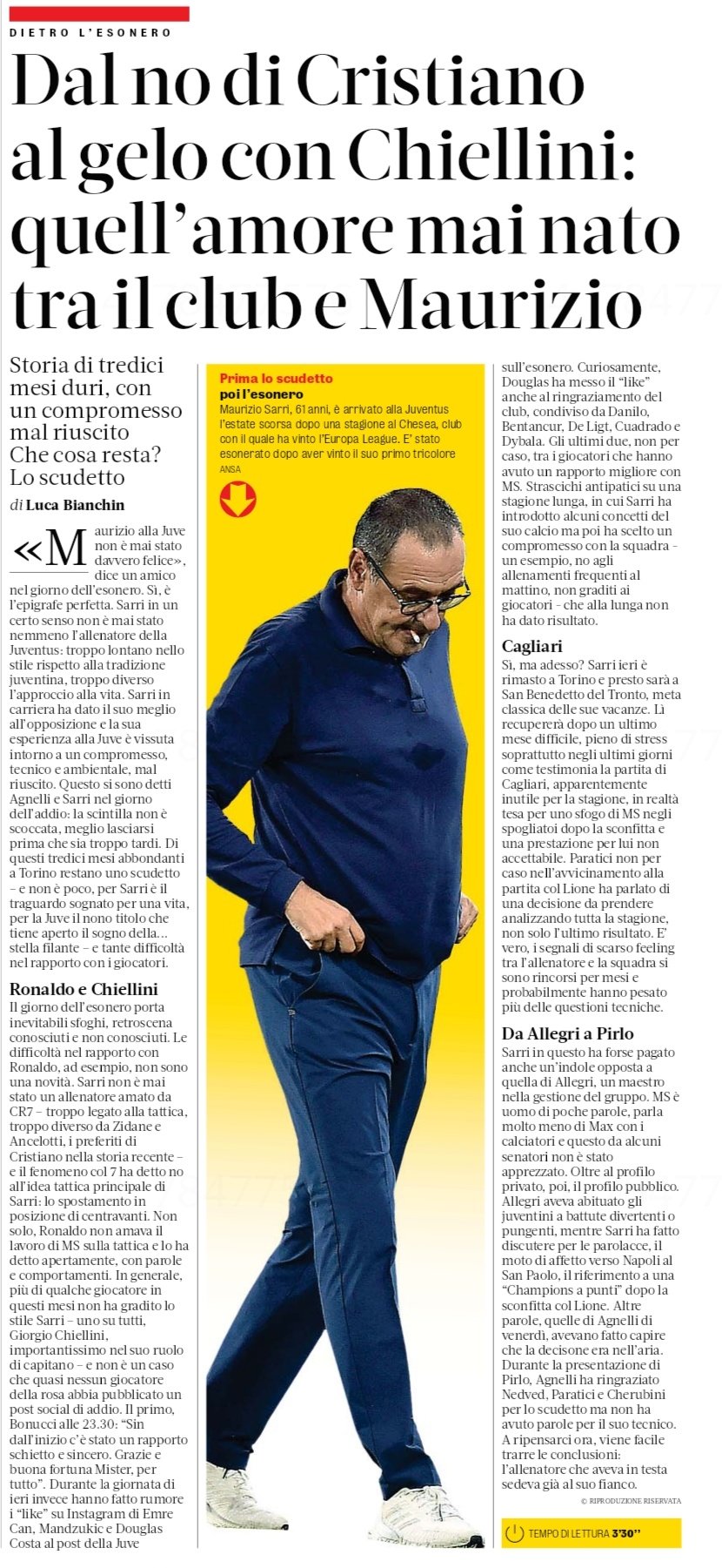 JuveFC on X: There were difficulties in Ronaldo and Sarri's relationship.  Cristiano wasnt a fan of Sarri's tactics and said it openly. In general,  more than a few players didn't like Sarri's