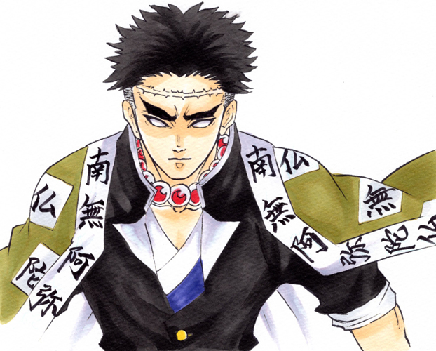 saiさんがTwitterに投稿した悲鳴嶼行冥(鬼滅の刃)のイラスト。