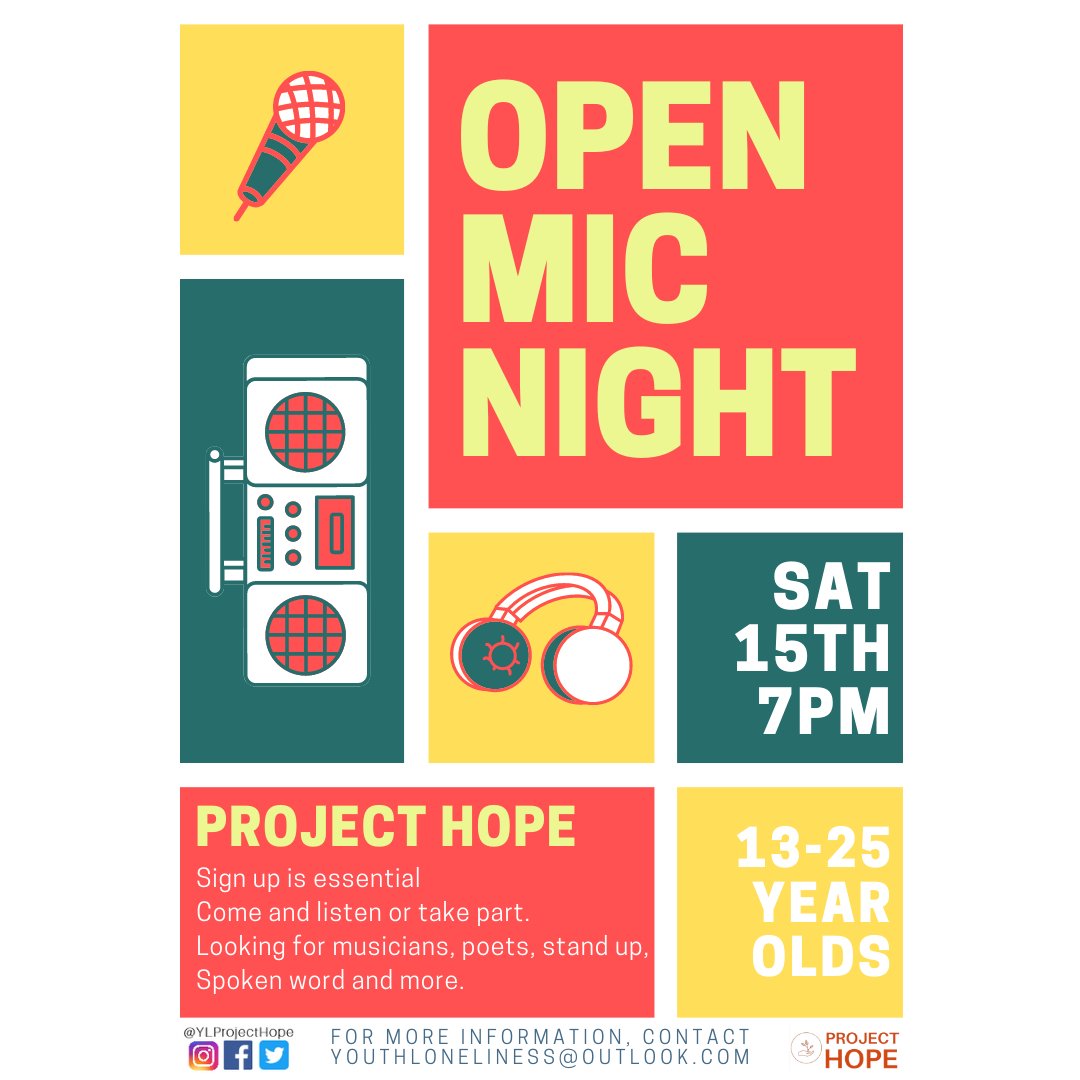ylprojecthope's tweet photo. β¨THIS WEEK'S TIMETABLE β¨
Join us this week for a quiz night, a disability awareness session and an open mic! π€©
Open to 13-25 year olds π Sign up now π
https://t.co/rICxMBYvMQ
#YLProjectHope #ProjectHope #Timetable #Quiz #QuizNight #DisabilityAwareness #OpenMic #Perform https://t.co/J5ANPx0lri