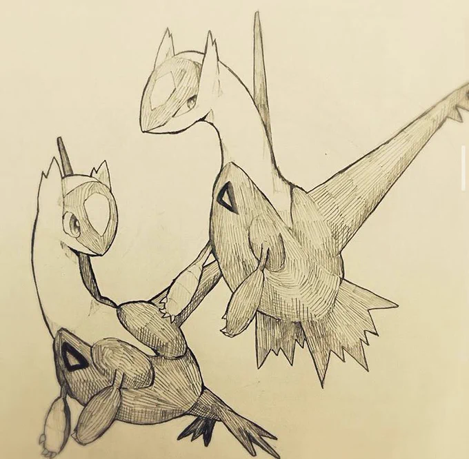 これは高校の時に、授業前の5分で覚えて授業中に描くって遊びをしてた時のうろ覚えポケモン 