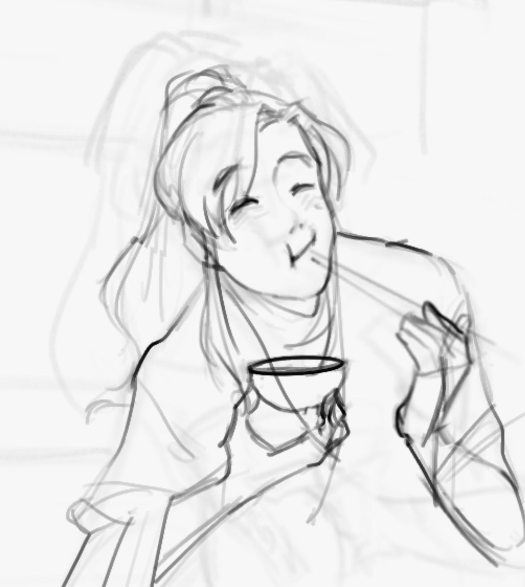 hi sorry but this is my favorite wei ying i've drawn in my life and only bc he's eating so happily ???? 