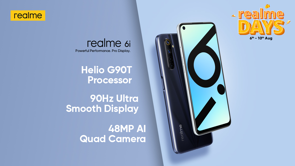 realmeIndia's tweet image. Designed with some of the best features, the #realme6i offers #PowerfulPerformanceProDisplay in two colors:

👉 Eclipse Black
👉 Lunar White

Now available during the #realmeDays sale.
Buy now: bit.ly/2BuH49u