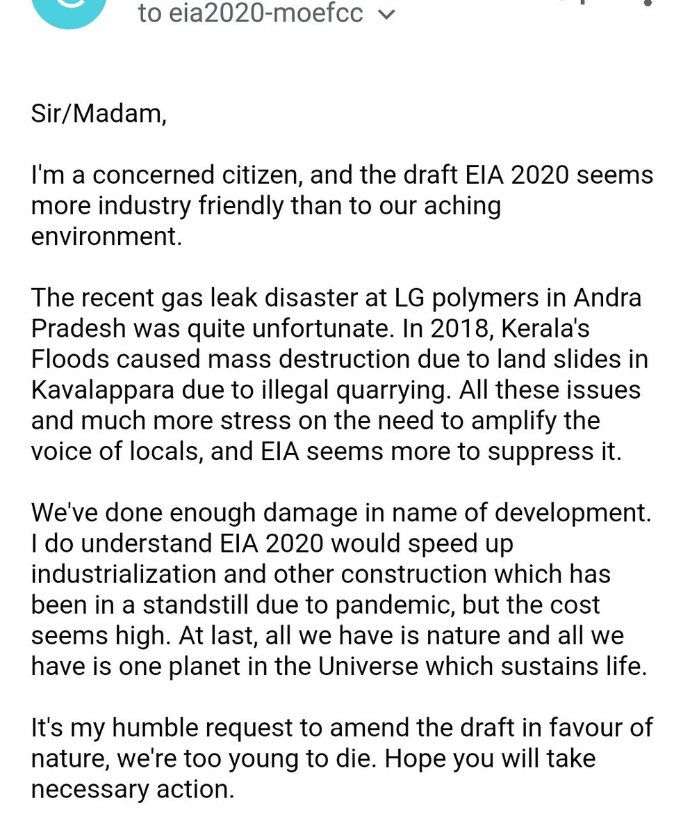 radhikaprabakar's tweet photo. EIA is TRASH. Pass it on.
#WithdrawEIA2020 #EIA2020
#BeingSelfless
send your emails to eia2020-moefcc@gov.in
b4 11Aug'20 https://t.co/r7mabOoOWU