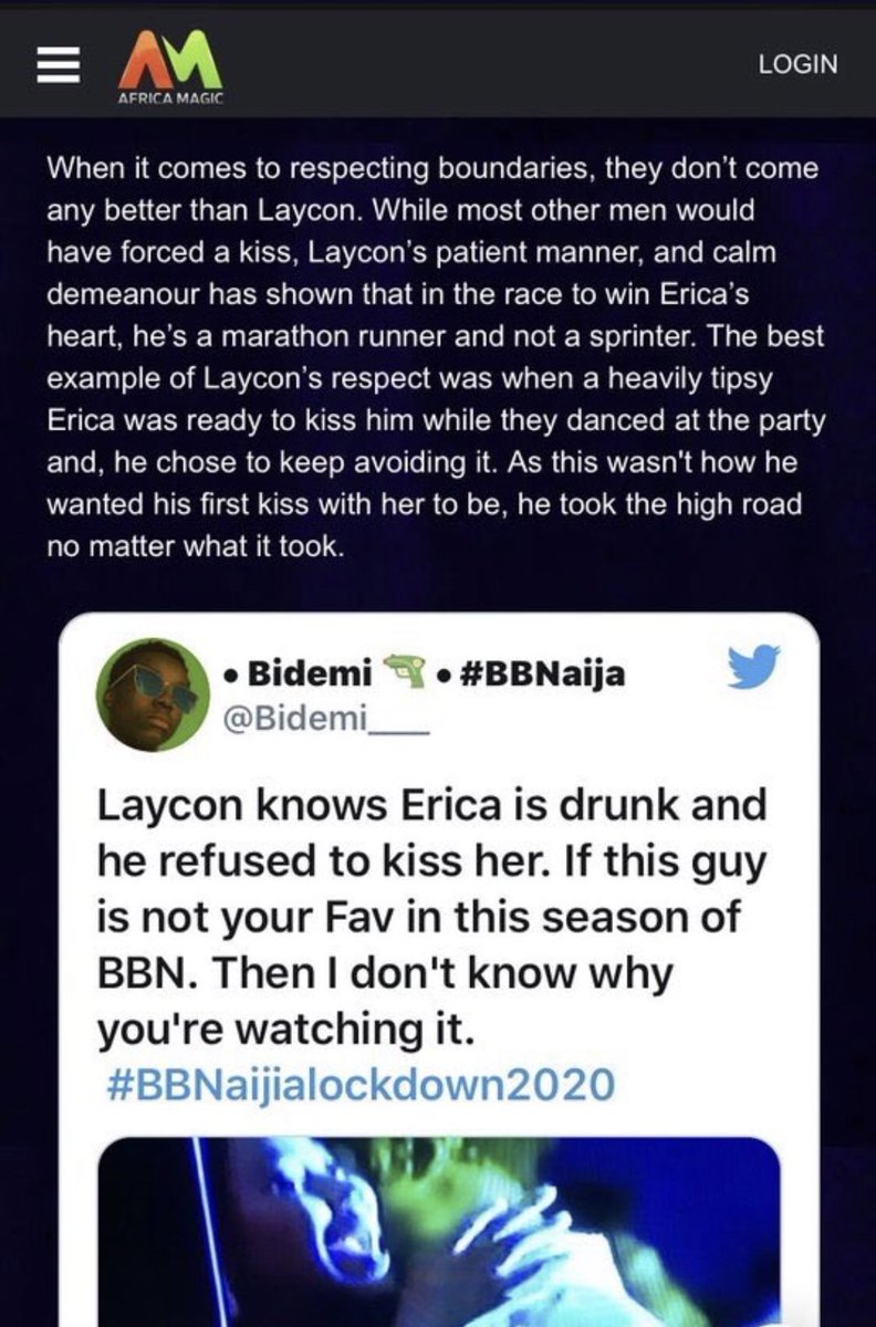 This morning,  #bbnaija web page the ones who have cameras all over the place and saw what we didn’t and heard what we couldn’t released their official statement of what happened. I am so proud of Laycon. my choice of him is reaffirmed. iCONS, you made the right choice y’all!