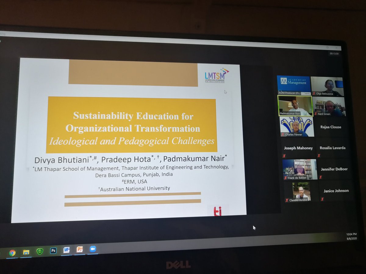 Starting our live PDW on Sustainability education yesterday. 10pm to midnight Europe time! Thanks to the great team, many active attendees and a duo of session chairs, it has been a very lively midnighter! #AOM2020 <a href="/ajgroen27/">Aard Groen</a> <a href="/padmakumaran/">Padmakumar Nair_Director_TIET</a>