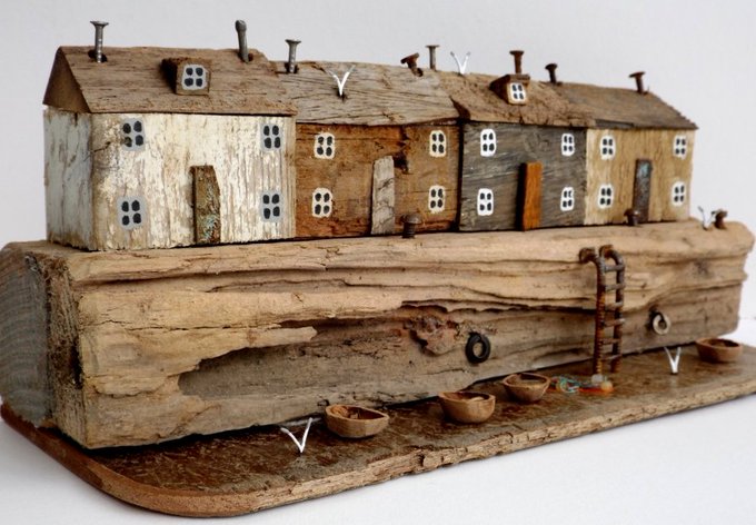 Kirsty Elson, UK multi media artist based in Cornwall who creates sculptures out of driftwood collected from the beaches of her home #womensart