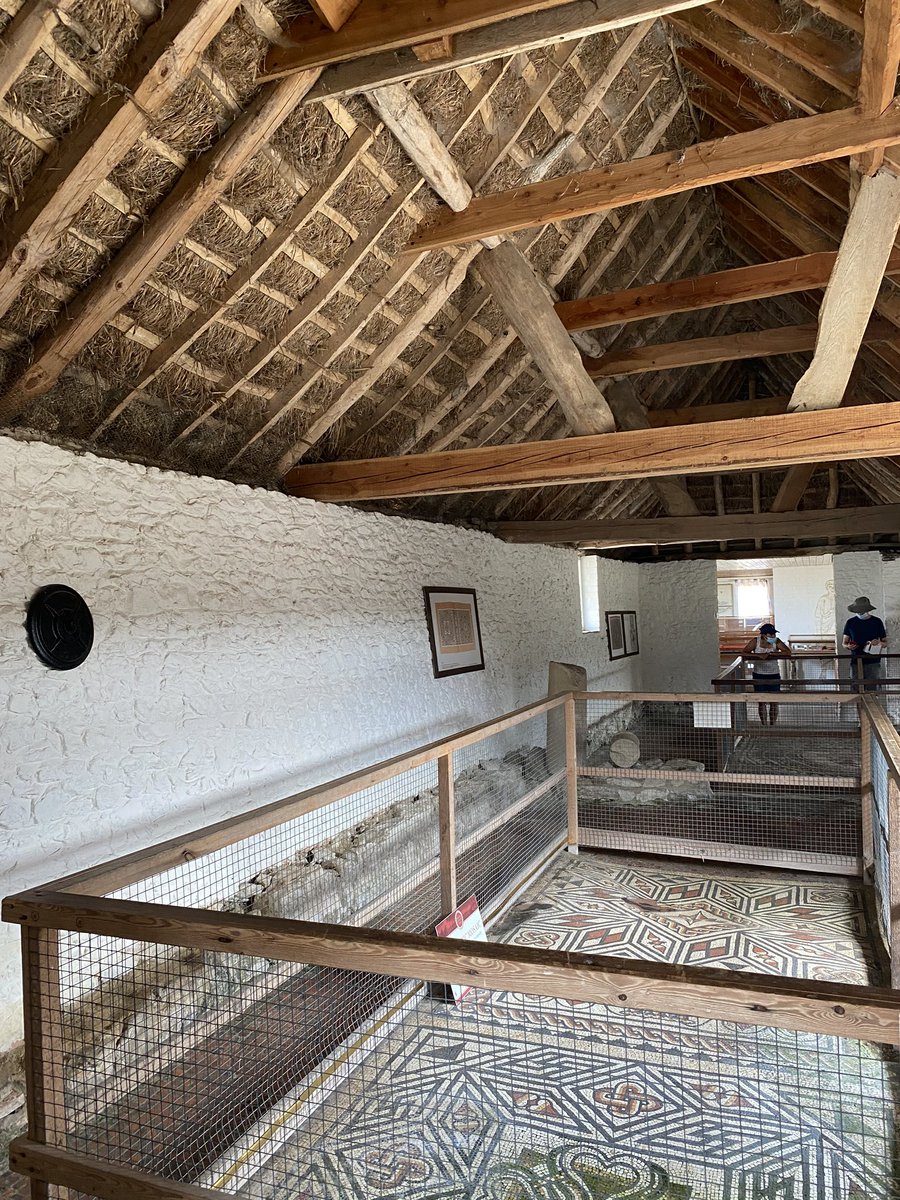 Georgian thatched buildings were built around the mosaics to protect them which are rare but the fact they were erected directly on the Roman foundations makes it even more valuable as you get an idea of the scale of the Roman rooms!