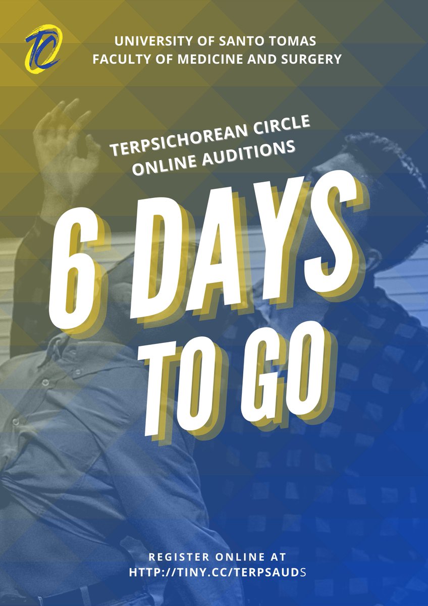 USTMED_TERPS's tweet photo. 6 days to go!! Dance with us this coming semester.

Come and join the official dance troupe of the UST FMS, the TERPSICHOREAN CIRCLE💙💛

Just prepare a 1-minute dance routine and upload it on our Google drive.

Register online at https://t.co/QuP1k3Wxnj https://t.co/FC2tQHQWJL