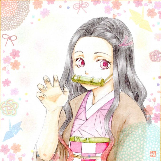 sunlokleona神樂🇭🇰さんがTwitterに投稿した竈門禰豆子(鬼滅の刃)のイラスト。
