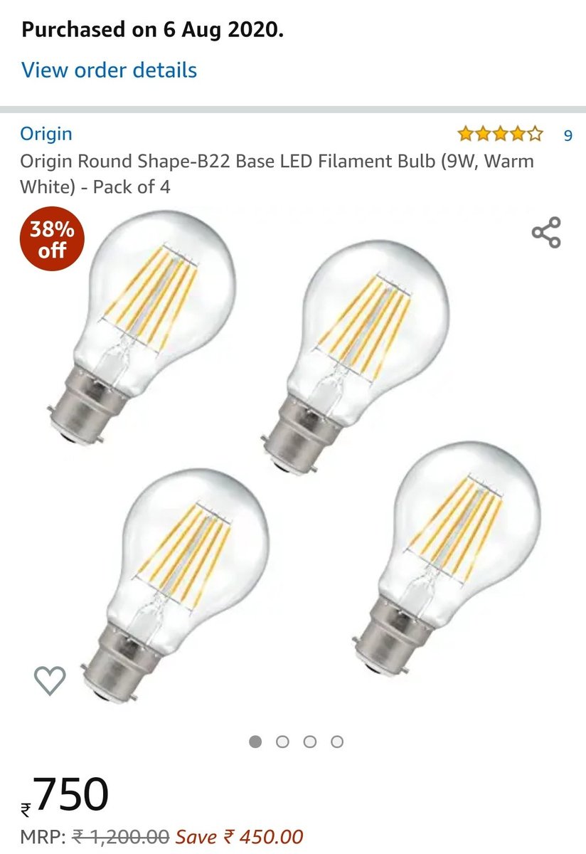 Got my third set of LED filament bulbs. Origin brand. Regular old roundy B22 form and mount. A bit expensive at Rs 190 a pop. MRP on box is a ridiculous Rs 375. We will be testing these today: power consumption, light output...are they worth it?  #KolaBeagle is not impressed.