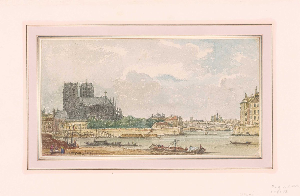 #View of #NôtreDame and the #PontdelaCité. #awnpugin, 1820s.

#pugin #augustuspugin #charlespugin #gothicrevival #art #gothic #drawing #studydrawing #exteriorarchitecture #paris #watercoloudrawing #topographicaldrawing #signed #picturesqueviews #parisanditsenvironsdisplayed
