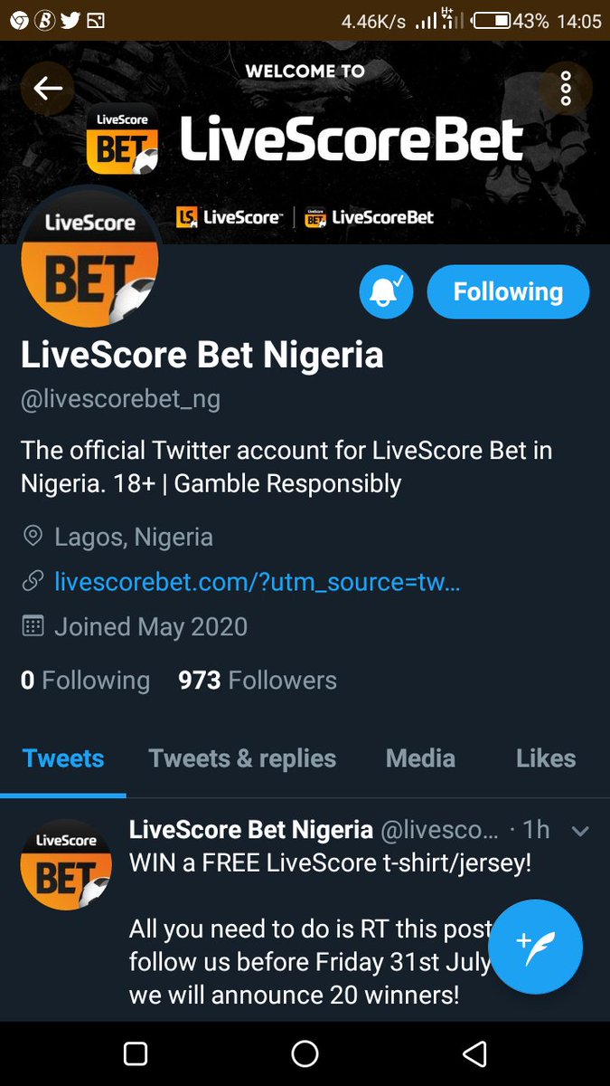 Tife Giveaway Win A Free Livescore T Shirt Jersey All You Need To Do Is Rt This Post And Follow Livescorebet Ng Before Friday 31st July When They Will Announce Winners Tife Giveaway Win A Free Livescore T Shirt Jersey All You Need To Do Is Rt This Post And Follow Livescorebet Ng Before Friday 31st July When They Will Announce Winners