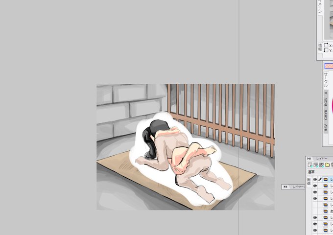 エロ漫画で人気な構図にチャレンジして泣いている。こういう遠景の描写は苦手。もうやらああああああ♥♥♥逝くうううう♥♥作画コストで逝っちゃうううう♥♥♥♥ 