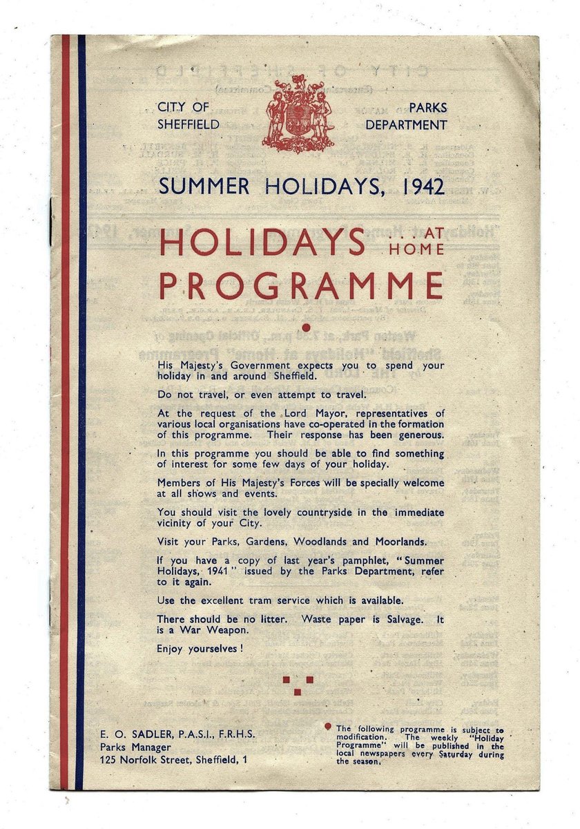 DoreHeritage's tweet photo. Sheffield holidays at home 1942 style! #Staycation2020 (and some good advice for 78 years on too!) https://t.co/MryvA98dWG