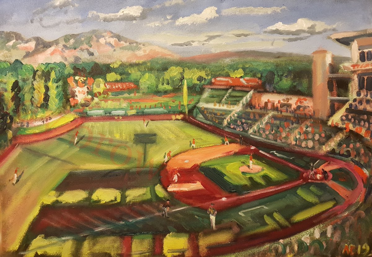 19/07/28 @MiLB ballpark Isotopes Park @ABQTopes vs  @saltlakebees Beautiful park with gorgeous backdrop, a hill in the outfield and warm friendly fans.  #MiLB  #DiamondsOnCanvas  #AndyBrown