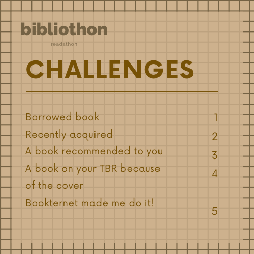 Bibliothon ReadAThon <a href="/TheBibliothon/">Bibliothon - Readathon</a> 
17 - 23 Aug

ReadAThon dedicated to reading the books you already have access to and having fun

Announcement: youtube.com/watch?v=-i-iXs…