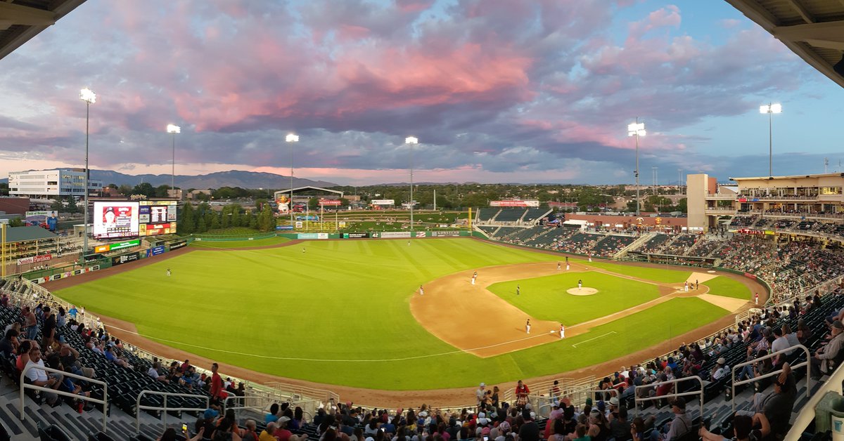19/07/28 @MiLB ballpark Isotopes Park @ABQTopes vs  @saltlakebees Beautiful park with gorgeous backdrop, a hill in the outfield and warm friendly fans.  #MiLB  #DiamondsOnCanvas  #AndyBrown