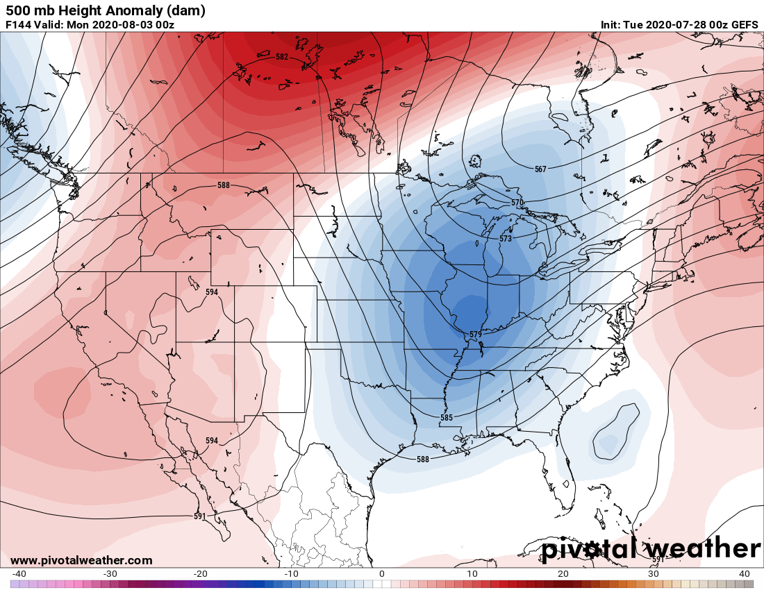 This 500mb pattern isn't exactly one you want to see with a tropical feature near the Bahamas/FL. The thightening gradient between the developing trough over the E-C US & two dueling ridges makes for a surge of tropical moisture up the East Coast a real possibility.