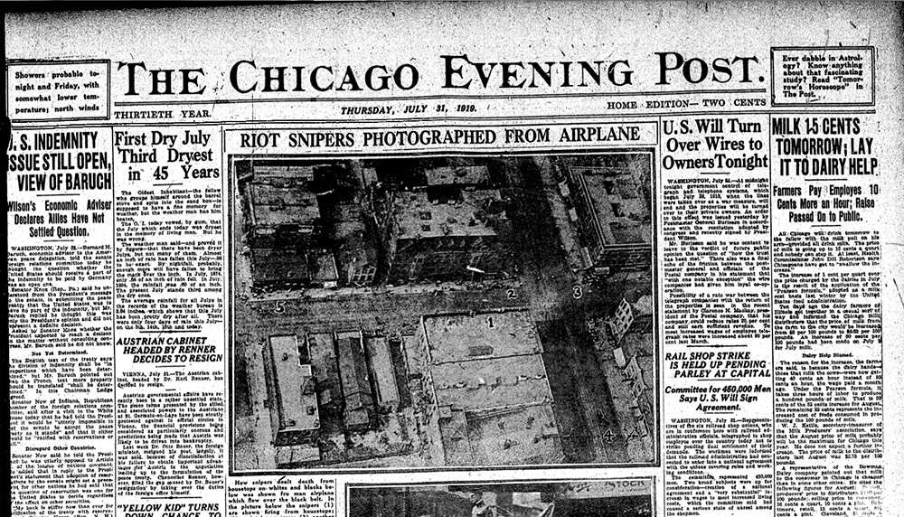 Fujita the Japanese immigrant photographer was sent to cover Chicago's 1919 race riot by the paper he worked for.He went to dangerous areas where fights were happening, close up. He even took aerial pictures of vigilante rooftop snipers from an early airplane.