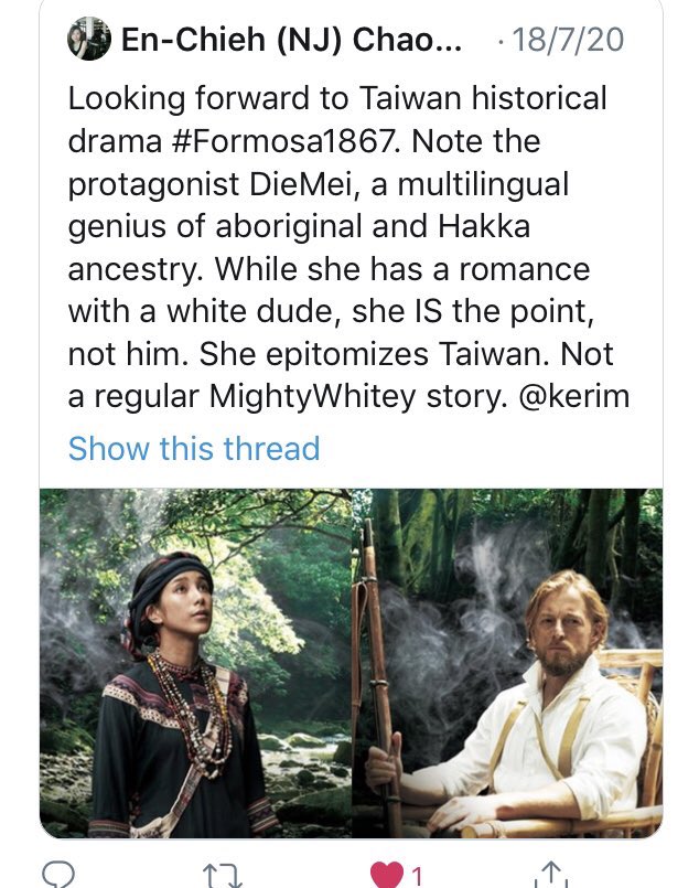 The movie based on 1867 American punitive expedition against Taiwan Indigenous people, has a White guy as love interest? Why am I not surprised 