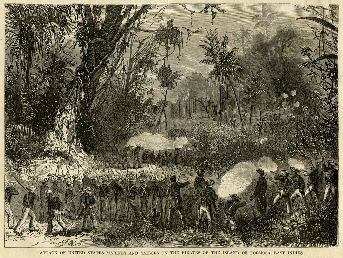 US Marines attack indigenous people on Taiwan in 1867 expedition. See details here   https://en.m.wikipedia.org/wiki/Formosa_Expedition