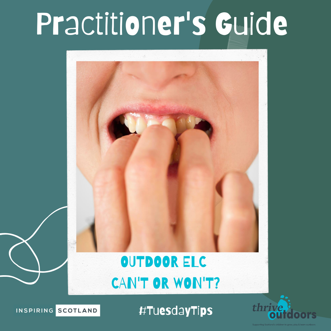 Not everyone loves #Outdoorplay ⛈️🤸‍♂️🌈 Even thought of going outdoors can be a challenge for some #ELC practitioners.  Do you like the idea but then get stuck? Do you have a team mate whose comfort zone is inside? This weeks #TuesdayTips are just for you! inspiringscotland.org.uk/thrive/