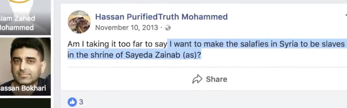 Shia apologist  @PurifiedTruth has his own ideas for "dealing" with the Sunnis in the area of the shrine of Zainab, including enslavement and genocide.