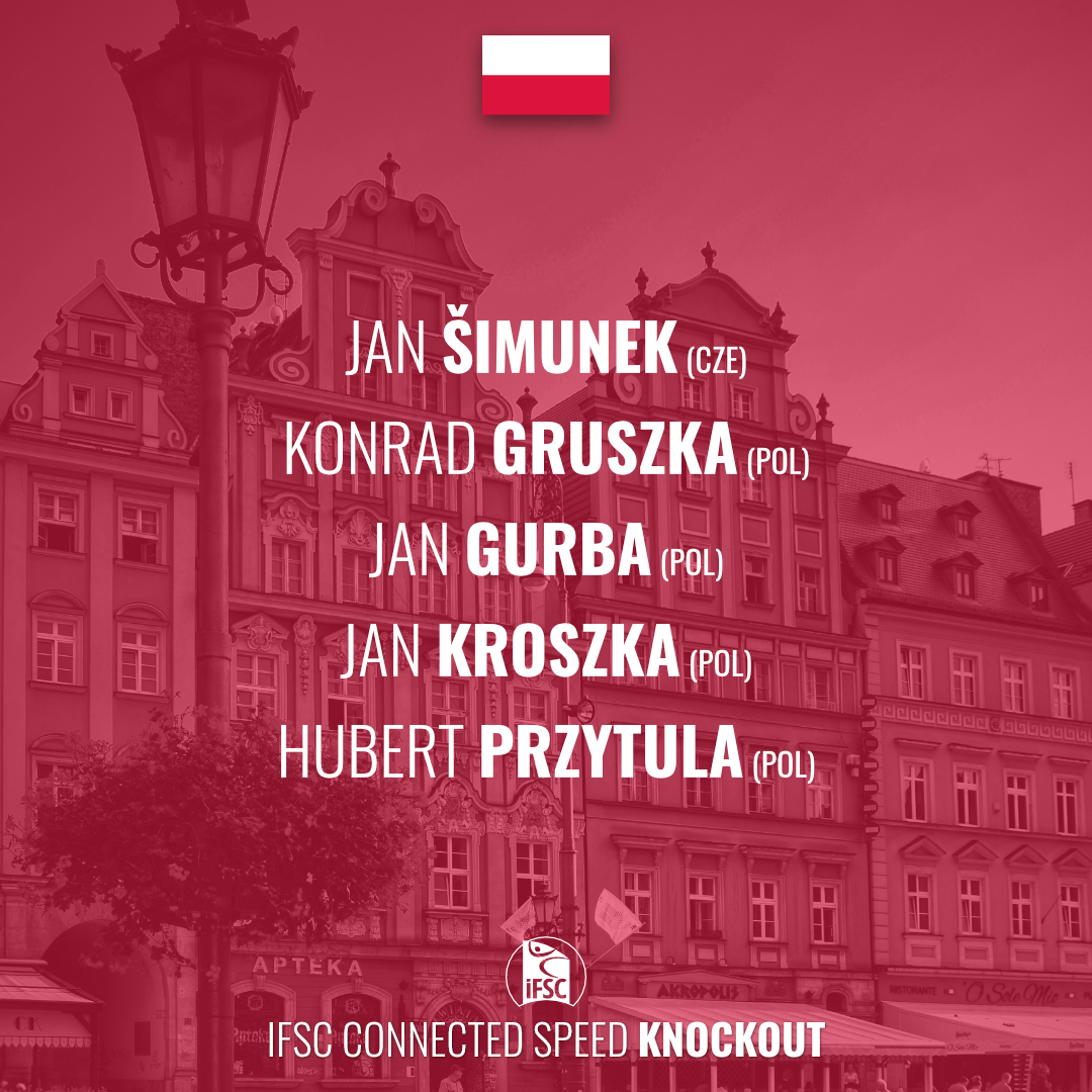 ifsclimbing's tweet image. Athletes representing both the Czech Republic 🇨🇿 and Poland 🇵🇱 will compete on the same wall at the IFSC Connected Speed Knockout. #IFSCSpeedKnockout