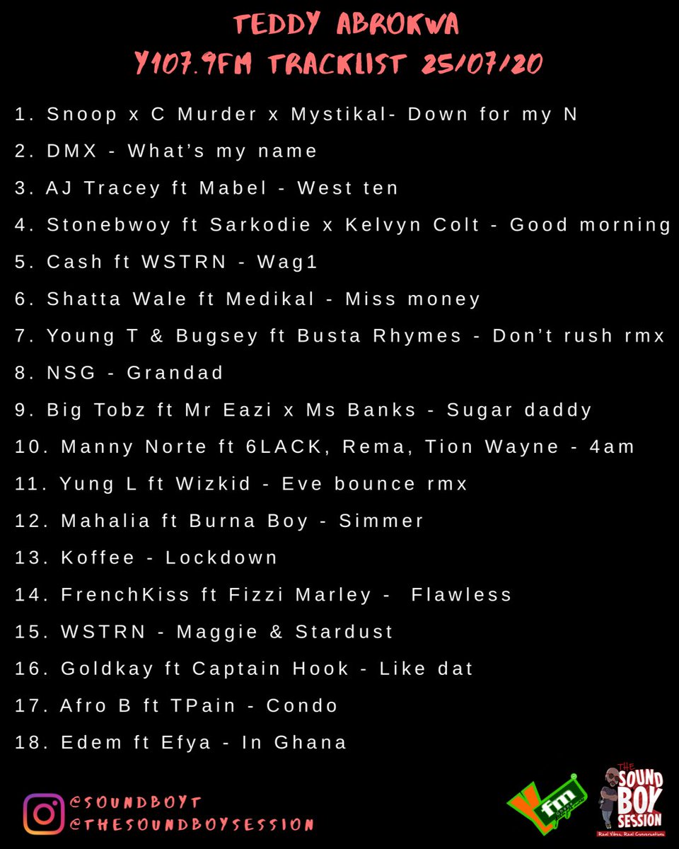 SoundboyT's tweet image. Listen back to Saturday’s show #TheSoundboySession on @Y1079FM #HardestShowOnRadio #Afrobeats #Afroswing #UK #HipHop cc: @Ian_PRICELESS 
-
soundcloud.com/thesoundboyses…