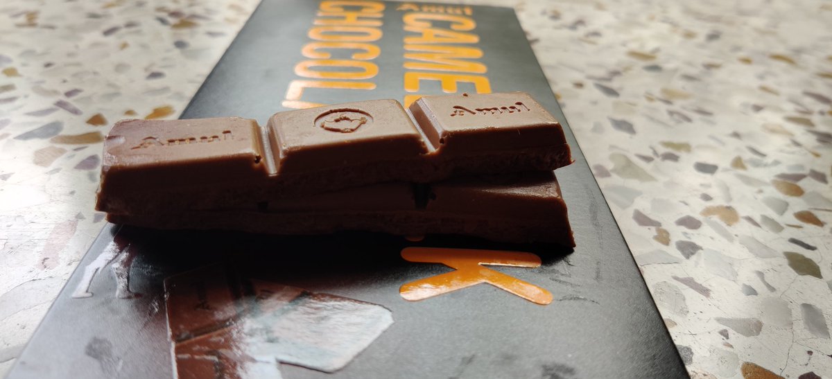 The chocolate is slightly salty, but unlike those that come embedded with crystals of sea salt, the saltiness is uniform here. Deliciously so.Like mildly sweetened peanut butter, with that same dreamy creamy texture.For a certified dark chocolate lover, I am smitten