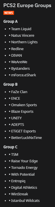 InviSan_Casts's tweet photo. According to Reddit these are the EU Groups for the PCS#2 Groupstage. This will be quite interesting to cast. GL &amp; HF to our German/Austrian Team and the German Players and their Teams @With_Potential @TeamRYE #WeAreWe #hype #pubgcomp #pubglove #beingesportscastercrew https://t.co/QJ97xA5CvH