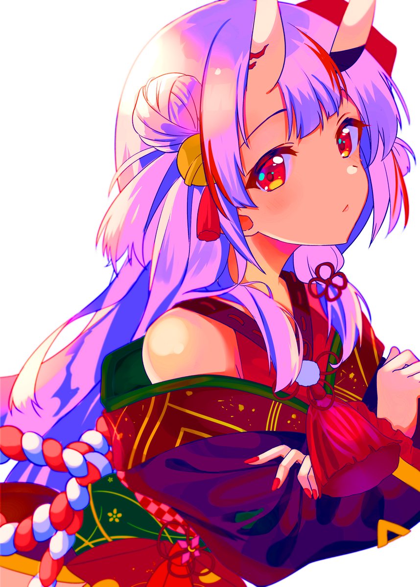 百鬼あやめ 「#絵を彩度100にすると超派手 」|つまようじのイラスト