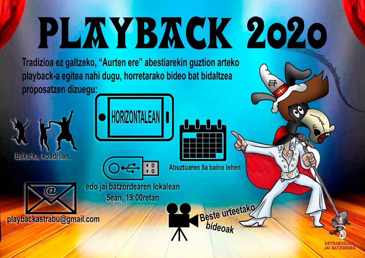 astrabujaiak's tweet photo. PLAYBACK 2020
Info gehiago facebook eta intagramen
Más info en instagram y facebook https://t.co/PMgFxUFEcs
