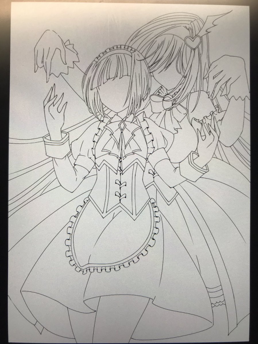 誰得なメイキング
ラフを描く(大体その通りにならない)
線画→影をつける(これが一番好き)→飾りとかキラキラさせて完成
本当は影の前に色付けてる。その方が細い部分とかの塗り残しを影付ける時に誤魔化せるから(