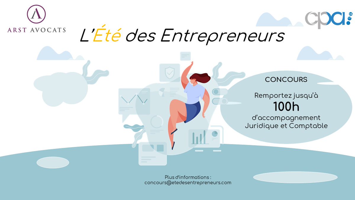 [#Concours] 👋"𝐋'𝐄́𝐭𝐞́ 𝐝𝐞𝐬 𝐞𝐧𝐭𝐫𝐞𝐩𝐫𝐞𝐧𝐞𝐮𝐫𝐬" <a href="/ArstAvocats/">Arst Avocats</a> &amp; @AUDIT_CPA_75 lancent un concours dédié aux #entrepreneurs
🏆 Remportez jusqu'à 𝟏𝟎𝟎 𝐡𝐞𝐮𝐫𝐞𝐬 d'expertise #juridique et #comptable pour votre société !
Plus d'informations 👉bit.ly/39ltW2X