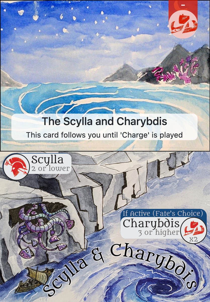 pdyxs's tweet photo. Ahead of tomorrow’s playtest, I’ve been working on making the Island cards for The Odysseys more evocative. Here you can see the before (top) and after (bottom) of a few cards - art, as always, by the awesome Vicente Araullo-Peters

#gamdev #boardgames #cardgame #design https://t.co/6WjoBKmrRd
