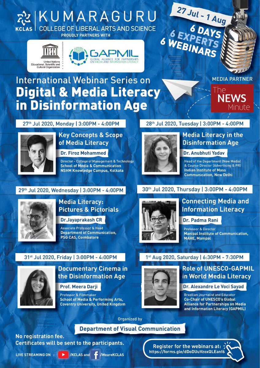 Darji_Meera's tweet photo. Happy to announce that I have been invited as a guest to do an International Webinar for Kumaraguru College of Liberal Arts &amp; Science in India (KCLAS) in partnership with UNESCO and TheNewsMinute

My webinar will be on Friday 31st July 2020 at 10.30AM British time (3pm IST) 1/2 https://t.co/sAevD0ZzmR