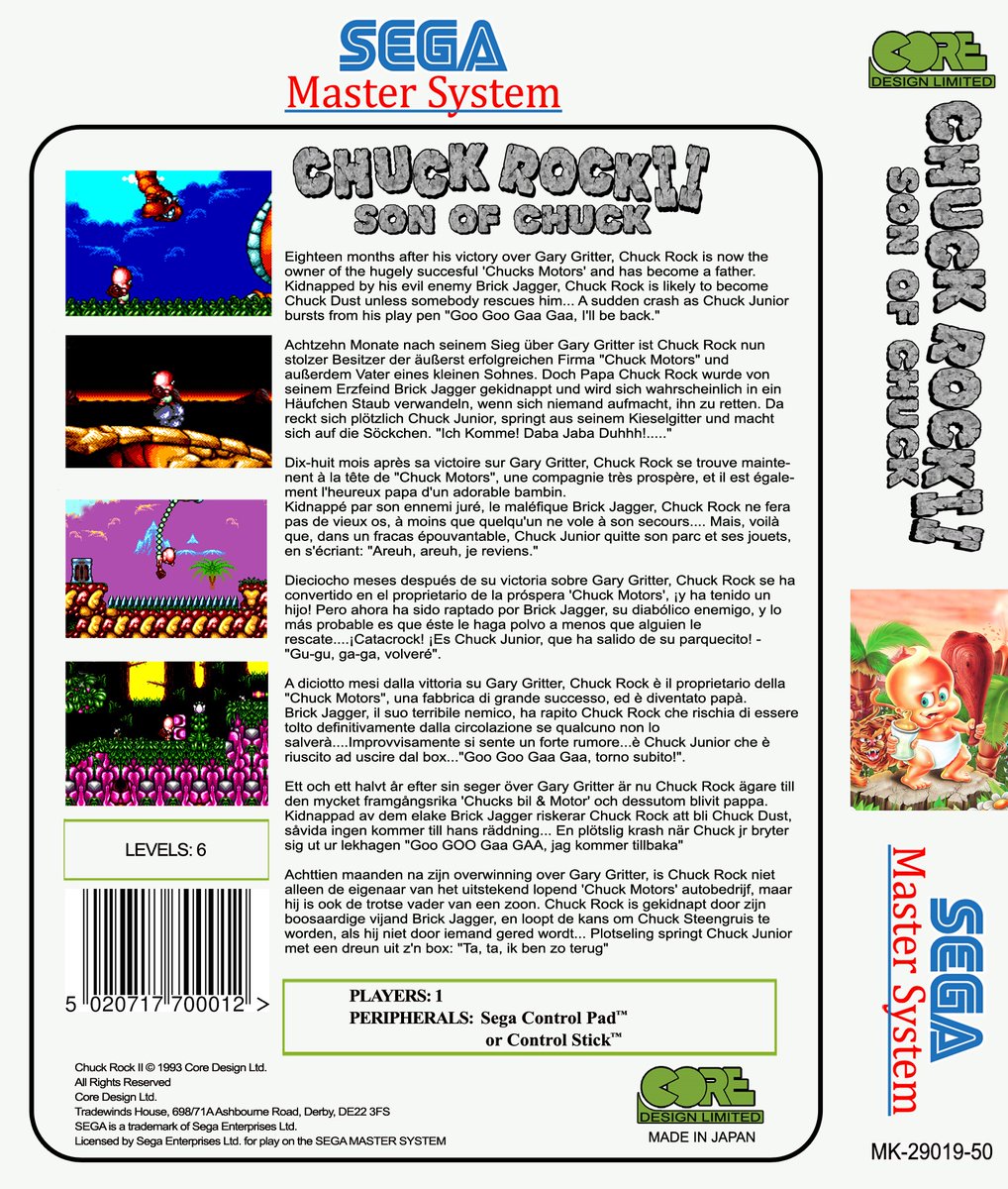 Retro Game Geeks Transbot Tuesday Chuck Rock Ii This Week He S Heading Back To 1993 To Help Chuck Junior Rescue His Dad A Fun Sega Master System Sequel To A