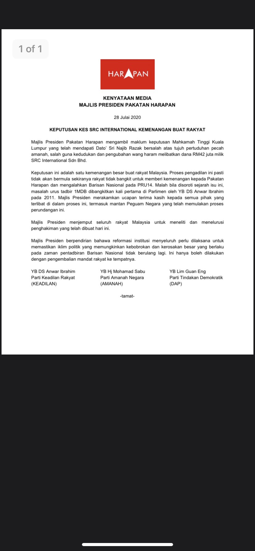 Dashveenjit Kaur On Twitter Ph Presidential Council Said The Results Of Najib S Verdict Is A Great Victory For Malaysians And The Whole Process Would Have Not Even Started If The People Did