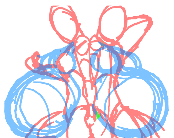 画面に二人以上描いたことがあんまりないから
悪戦苦闘中。 