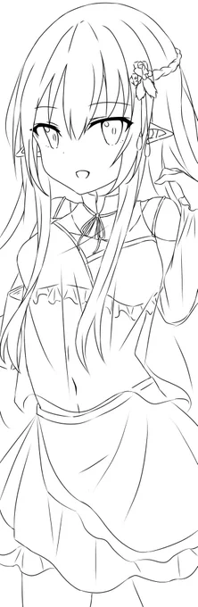 線画。服のデザイン頑張った 