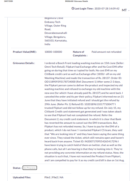 True North (@true_north_21) on Twitter photo Filed my complaint against <a href="/Flipkart/">Flipkart</a> in <a href="/jagograhakjago/">Consumer Affairs</a>
It has become a nightmare for me to get a refund from the robbers like <a href="/flipkartsupport/">FlipkartSupport</a>
CEO <a href="/_Kalyan_K/">Kalyan Krishnamurthy</a> is silent! What else to expect from his employees?
#FlipkartFraud #BoycottFlipkart Filed my complaint against <a href="/Flipkart/">Flipkart</a> in <a href="/jagograhakjago/">Consumer Affairs</a>
It has become a nightmare for me to get a refund from the robbers like <a href="/flipkartsupport/">FlipkartSupport</a>
CEO <a href="/_Kalyan_K/">Kalyan Krishnamurthy</a> is silent! What else to expect from his employees?
#FlipkartFraud #BoycottFlipkart