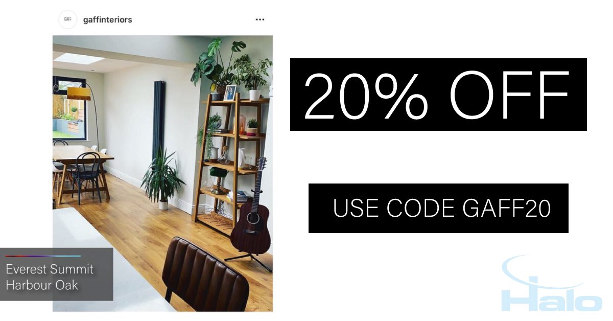 OFFER ENDS FRIDAY!! Get 20% OFF this Everest Summit Harbour Oak 10mm laminate flooring!
Just use code GAFF20 if ordering online - or mention this promotion if ordering in our Flagship Showroom!
Call us on 053 9383700 or shop online here &gt;&gt; bit.ly/haloharbouroak