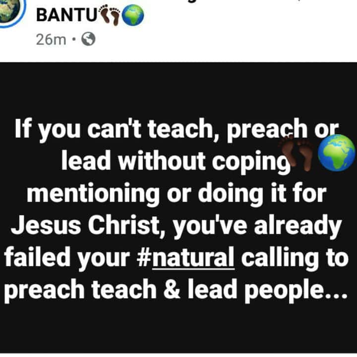 NkosentshaD's tweet photo. If you can't teach,  preach or lead without coping, mentioning or doing it for #JesusChrist , you've already failed your natural calling to lead people... https://t.co/2d1WJhuIJ9