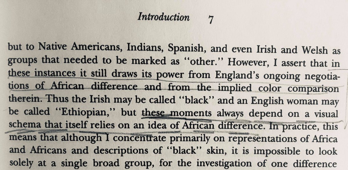 Moreover, as  @ProfKFH pointed out in 1995, anti-Irish prejudice has long built on a foundational anti-Blackness and focus on African difference. (quote from her fabulous *Things of Blackness*). Anti-Black racism is so fundamental that it's the basis of much prejudice.